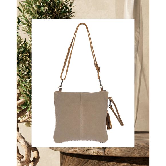 Myra Contentment Canvas Crossbody Zier Pouch With Adjustable Strap And ^_^ - Picture 7 of 8